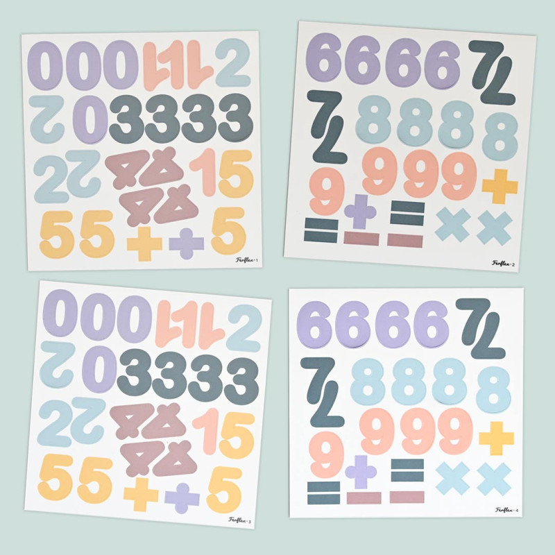 chiffres magnétiques coloris pastel - lot de 100 aimants souples pour enfant - Ferflex
