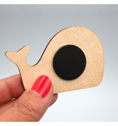 Magnet en bois - forme baleine pour frigo - Ferflex